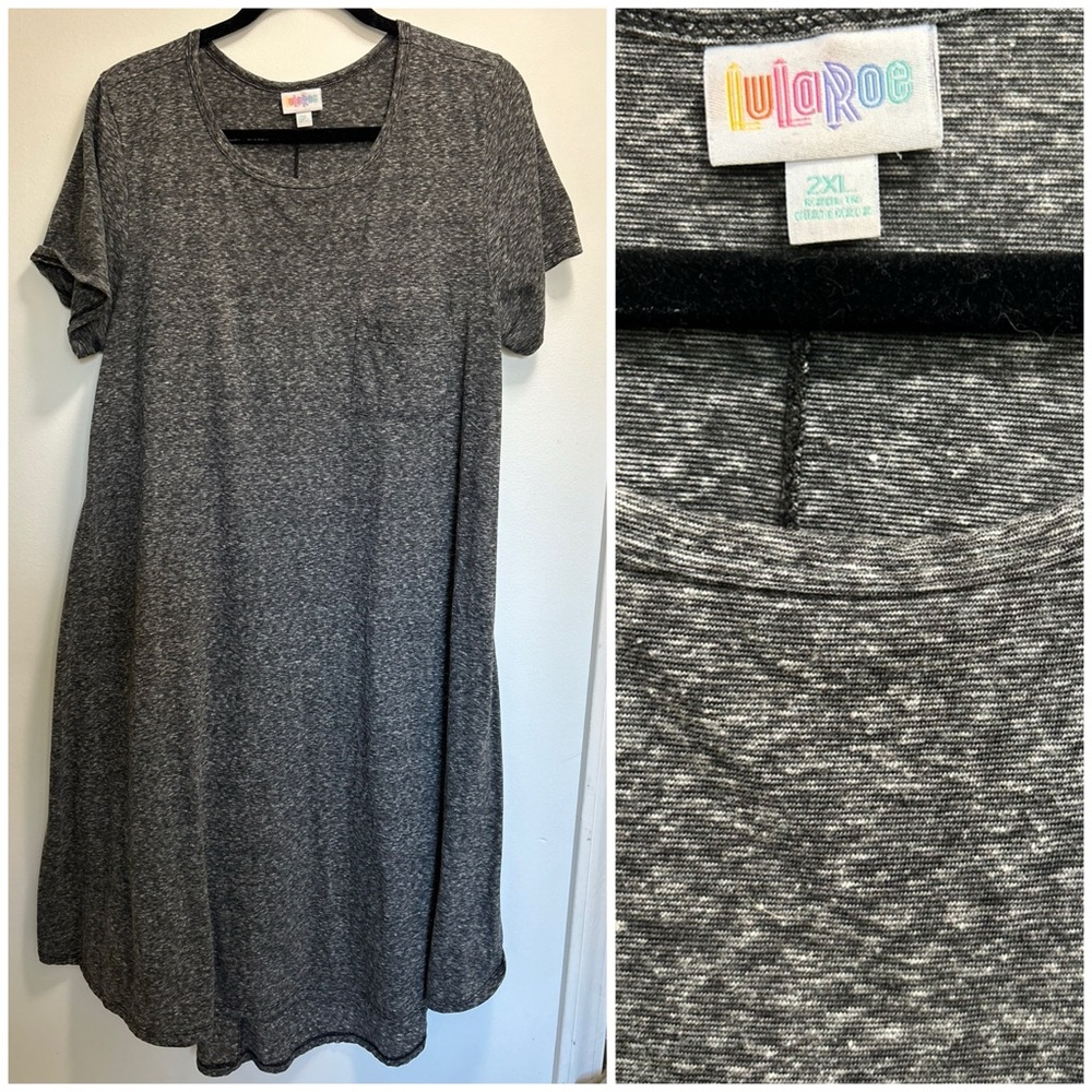LuLaRoe Carly Dress 2XL Grey Space Dye Texture Like New